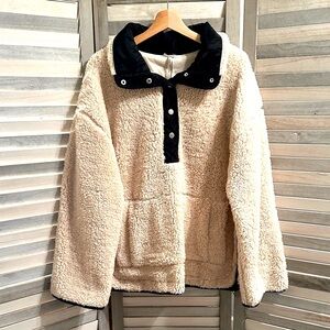 FP Movement Cream Sherpa Jacket with Black Trim